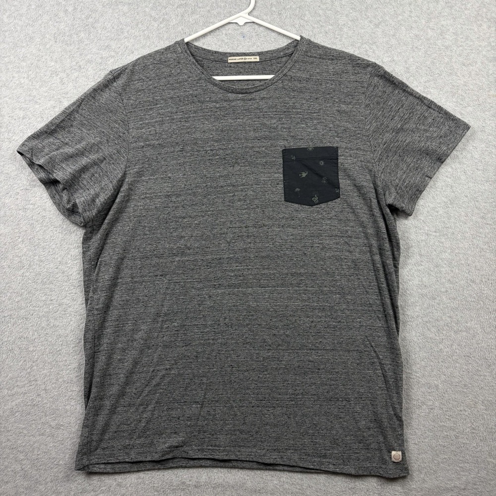 Marine Layer T Shirt Mens XXL 2XL Gray Slub Cotton Jersey Re Spun Pocket Tee